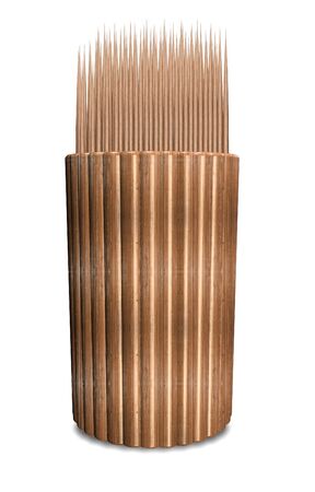 A 3d illustration of a group of toothpicks in a wooden containerの写真素材