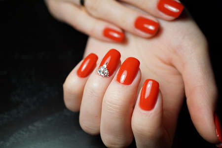 Natural nails with clean manicure.の写真素材