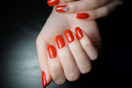 Natural nails with clean manicure.の写真素材