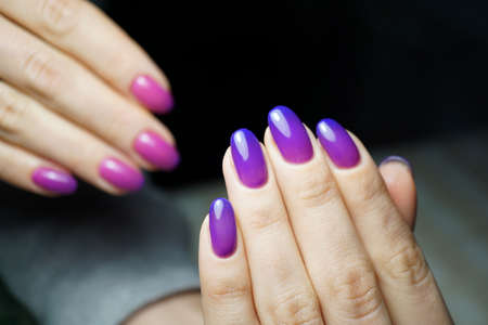 Natural nails with clean manicure.の写真素材