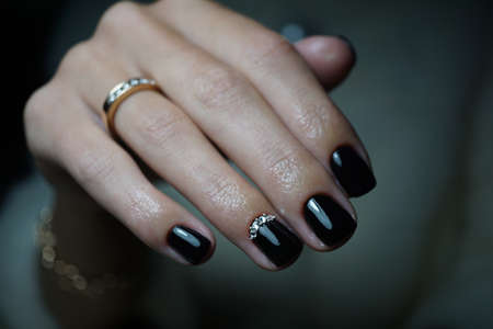 Natural nails with clean manicureの写真素材