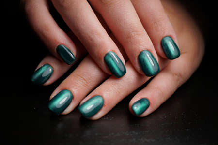 Natural nails with clean manicureの写真素材