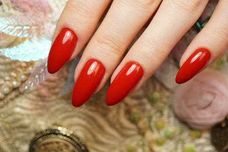 Natural nails with clean manicureの写真素材