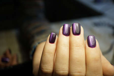 Natural nails with clean manicureの写真素材