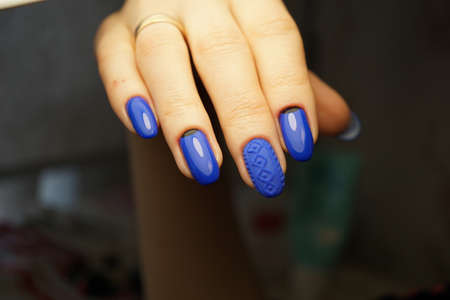 Natural nails with clean manicureの写真素材