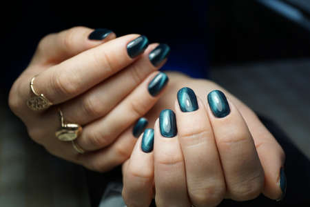 Natural nails with clean manicureの写真素材