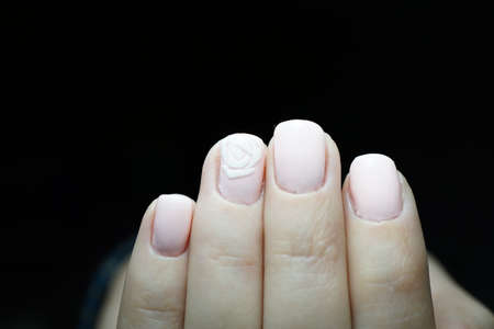 Natural nails with clean manicureの写真素材