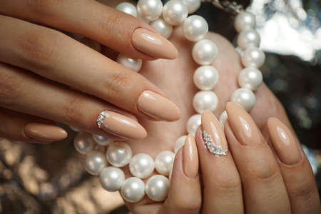 Natural nails with clean manicureの写真素材