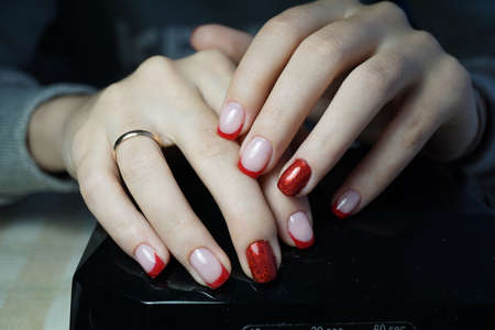 Awesome nails and beautiful clean manicure. Nails are natural. Manicure is made using nails drill...