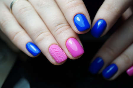 Awesome nails and beautiful clean manicure. Nails are natural. Manicure is made using nails drill machine.の写真素材