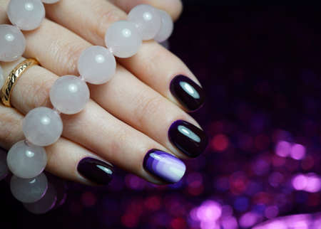 Awesome nails and beautiful clean manicure. Nails are natural. Manicure is made using nails drill machine.の写真素材