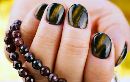 Awesome nails and beautiful clean manicure. Nails are natural. Manicure is made using nails drill machine.の写真素材