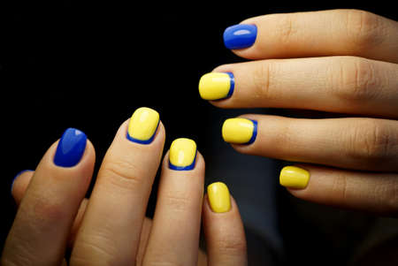 Awesome nails and beautiful clean manicure. Nails are natural. Manicure is made using nails drill machine.の写真素材