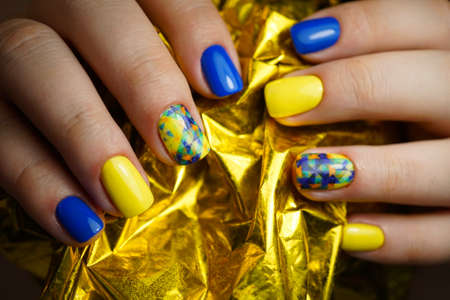 Awesome nails and beautiful clean manicure. Nails are natural. Manicure is made using nails drill machine.の写真素材