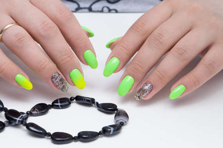 Natural nails and amazing clean manicure. Gel polish applied.の写真素材