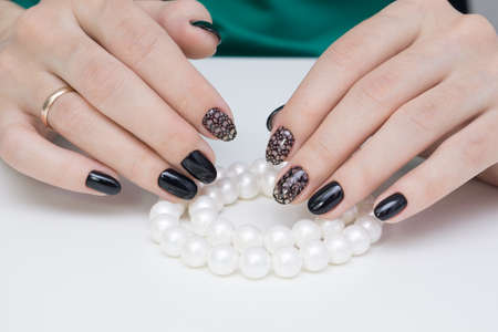 Natural nails and amazing clean manicure. Gel polish applied.の写真素材