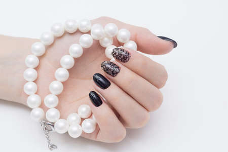 Natural nails and amazing clean manicure. Gel polish applied.の写真素材