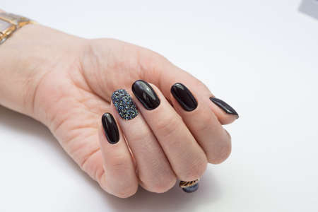 Natural nails and amazing clean manicure. Gel polish applied.の写真素材