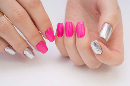 Attractive women's hands. Natural nails with beautiful manicure.
