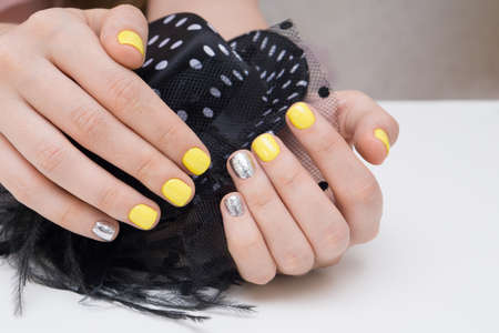 Hands with beautiful manicure. Natural nails with gel polish