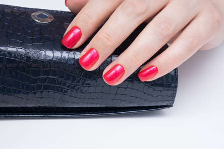 Natural nails with gel polish applied. Ideal manicure and women's hands.の写真素材