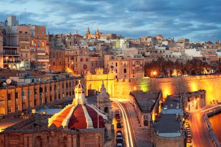 Aerial view at the Valletta - Church of the Madonna of Liesse and Victoria Gates.の写真素材