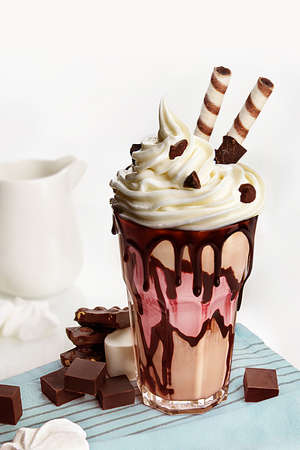 Homemade Cookies and Cream Milkshake in a Tall Glass