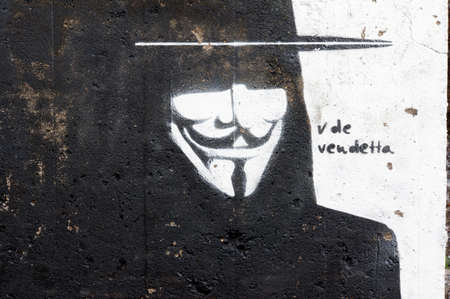 Grafitti V for Vendetta, San Andres, Tenerife, Spain Grafitti V for Vendetta, San Andres, Tenerife, Spain