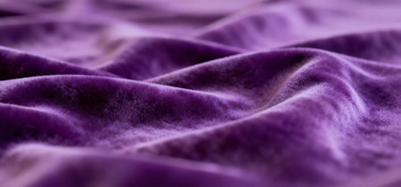 Luxury purple velvet fabric with soft flowing waves and rich texture. Ideal for fashion, luxury branding, textile design, elegant backgrounds, and premium product presentation.の写真素材