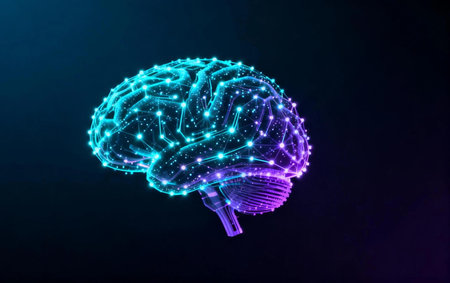 Futuristic glowing neural brain representing artificial intelligence, machine learning,...
