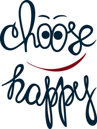 Choose happy! Hand drawn calligraphy letteringのイラスト素材