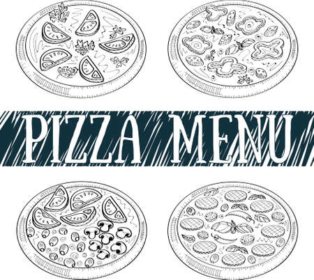 Pizza menu. Italian kitchen.のイラスト素材