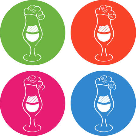 Glass, wineglass. Colorful icons. Coctails, champagne, wine, martini, lemonade, juiceのイラスト素材
