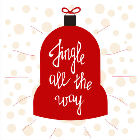 Jingle all the way, greeting card with handwritten lettering. Jingle bells. Christmas holidays, colorful background. New Year texture.のイラスト素材