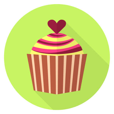 Vector illustration of cupcake in flat design style. Muffin flat icon.のイラスト素材