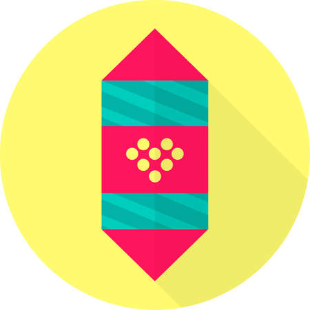Flat icon of chocolate candy wrapped in decorative paper. Festive vector illustration of sweets.のイラスト素材