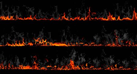 Firewalls with somke isolated on black