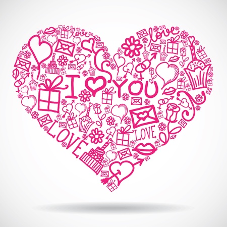 Heart made of Valentine symbolsのイラスト素材