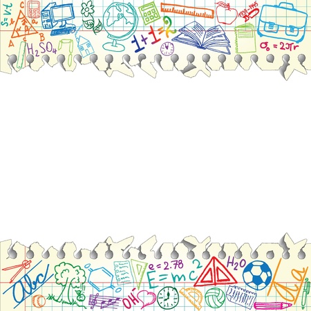 Background made of papers with colorful school symbolsのイラスト素材