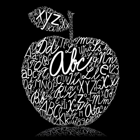 Apple made of alphabet lettersのイラスト素材
