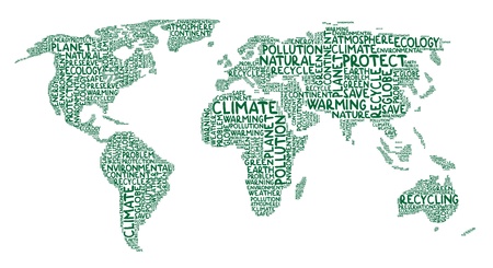 Illustration of continents made of ecology wordsのイラスト素材