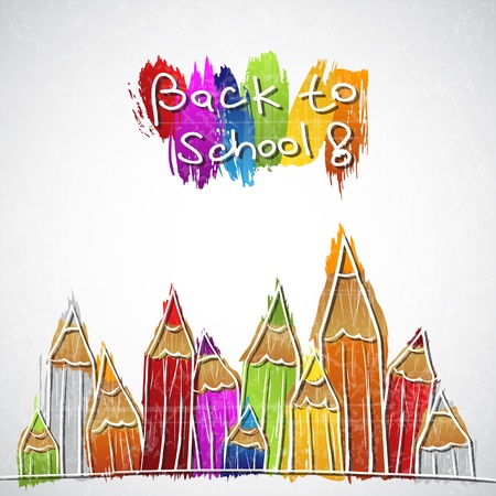 Illustration of colorful pencil set forming backgroundのイラスト素材