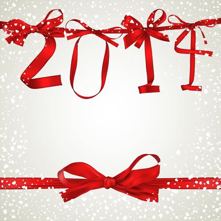 New Year 2014 red ribbon greeting cardのイラスト素材