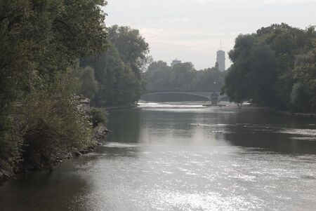 Deutsches Museum on the Isar at Twilight の写真素材