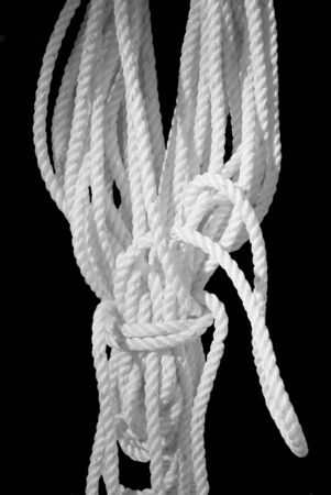 White Rope on Black Backgroundの写真素材