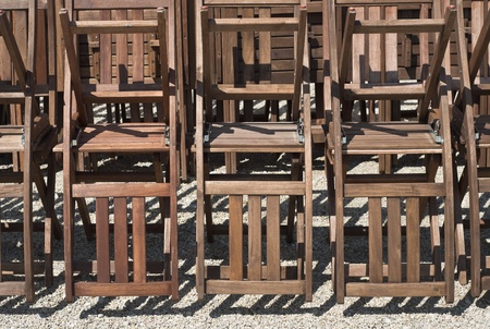 Composition of Stacked Chairs at an Entertainment Venueの写真素材