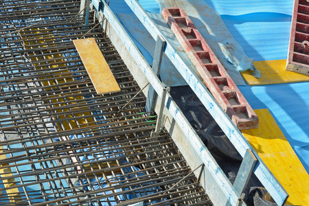 Construction with Steel Re-bar as Industrial Workplace