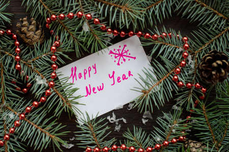 Christmas Card with Message Happy New Yearの写真素材