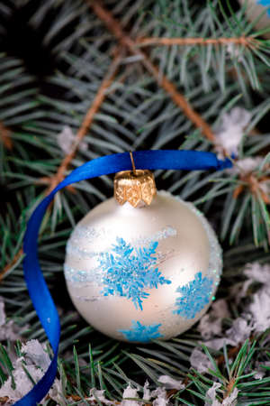 Christmas ornament balls eith fir tree decorationの写真素材