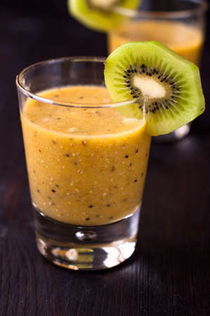 fresh homemade smoothie with kiwi and bananasの写真素材